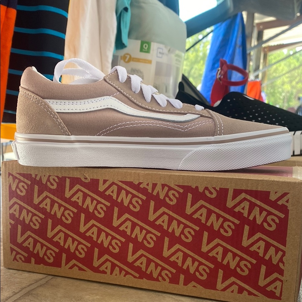 Vans Beige and White Classic Sneakers